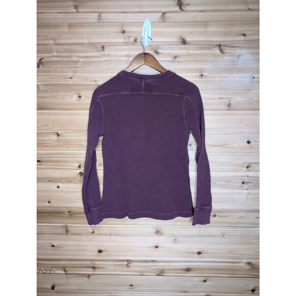 American Giant Top Womens Medium Burgundy Thick Waffle Knit Long Sleeve - Picture 4 of 9